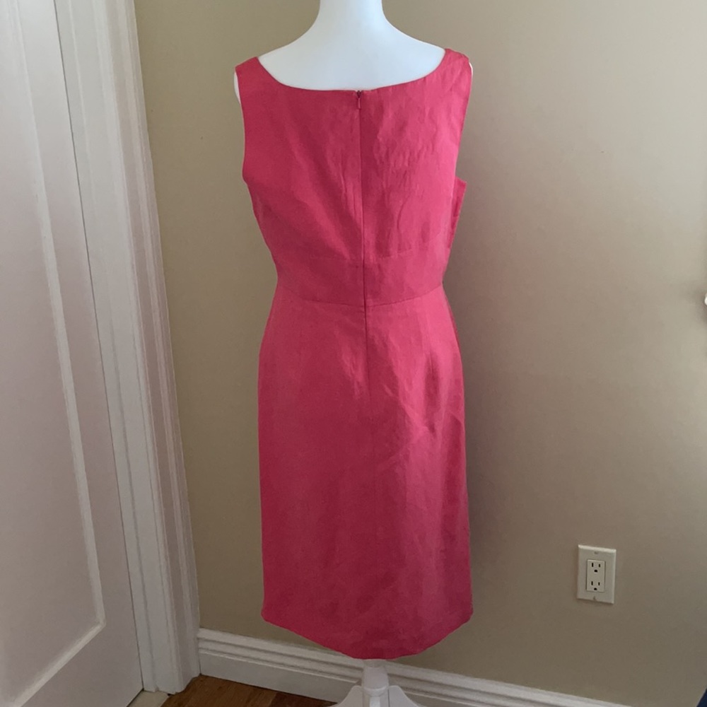 LK Bennett sleeveless coral silk & linen dress 8 - Picture 5 of 8